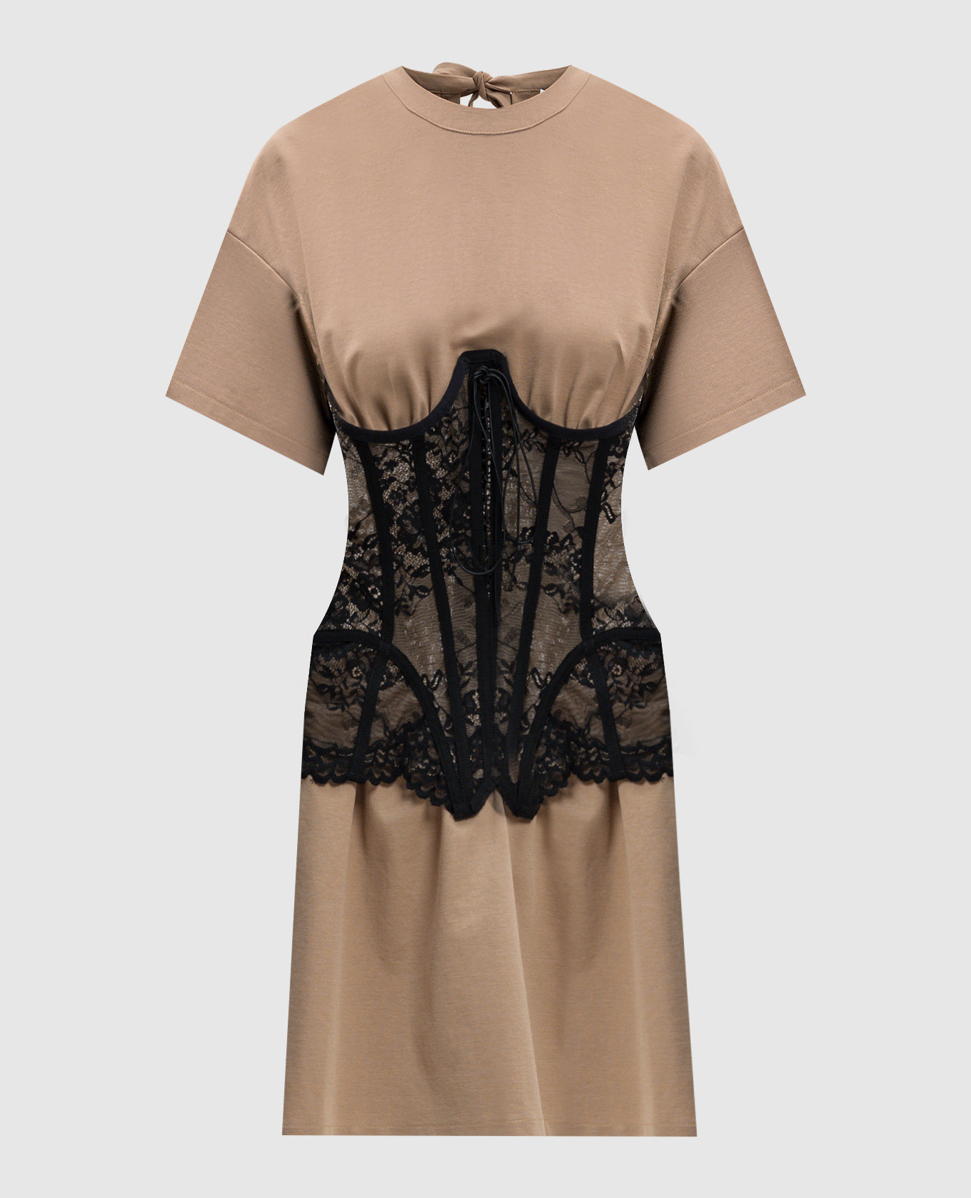 

Beige t-shirt dress with sewn lace corset Giuseppe Di Morabito Milano