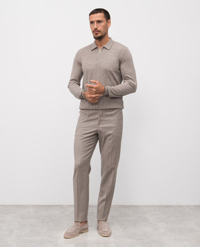 Bertolo Cashmere Beige wool and silk polo shirt 902519002532