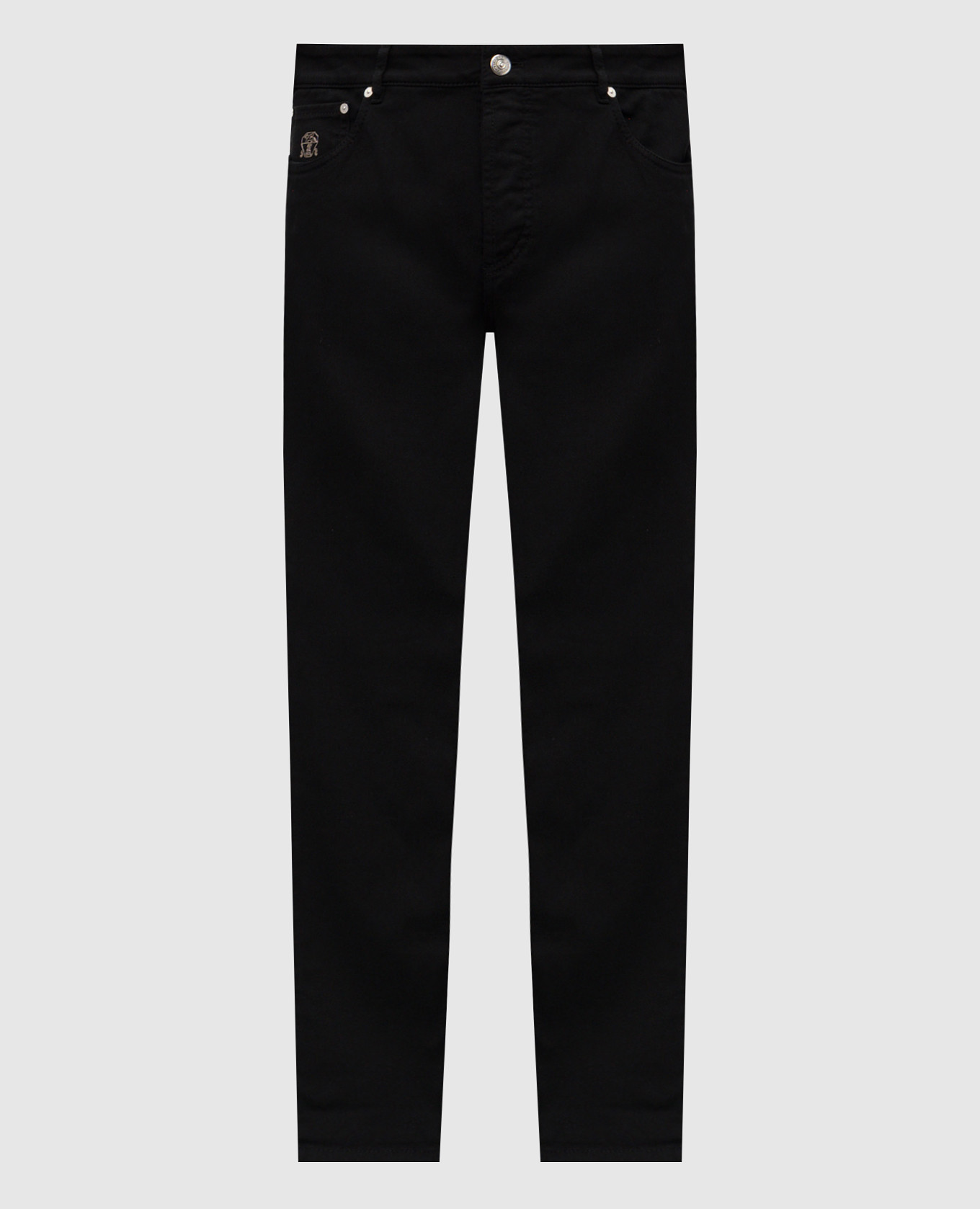 Black jeans with embroidered logo emblem Brunello Cucinelli