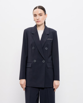 Peserico Blue double-breasted wool jacket A0169402008