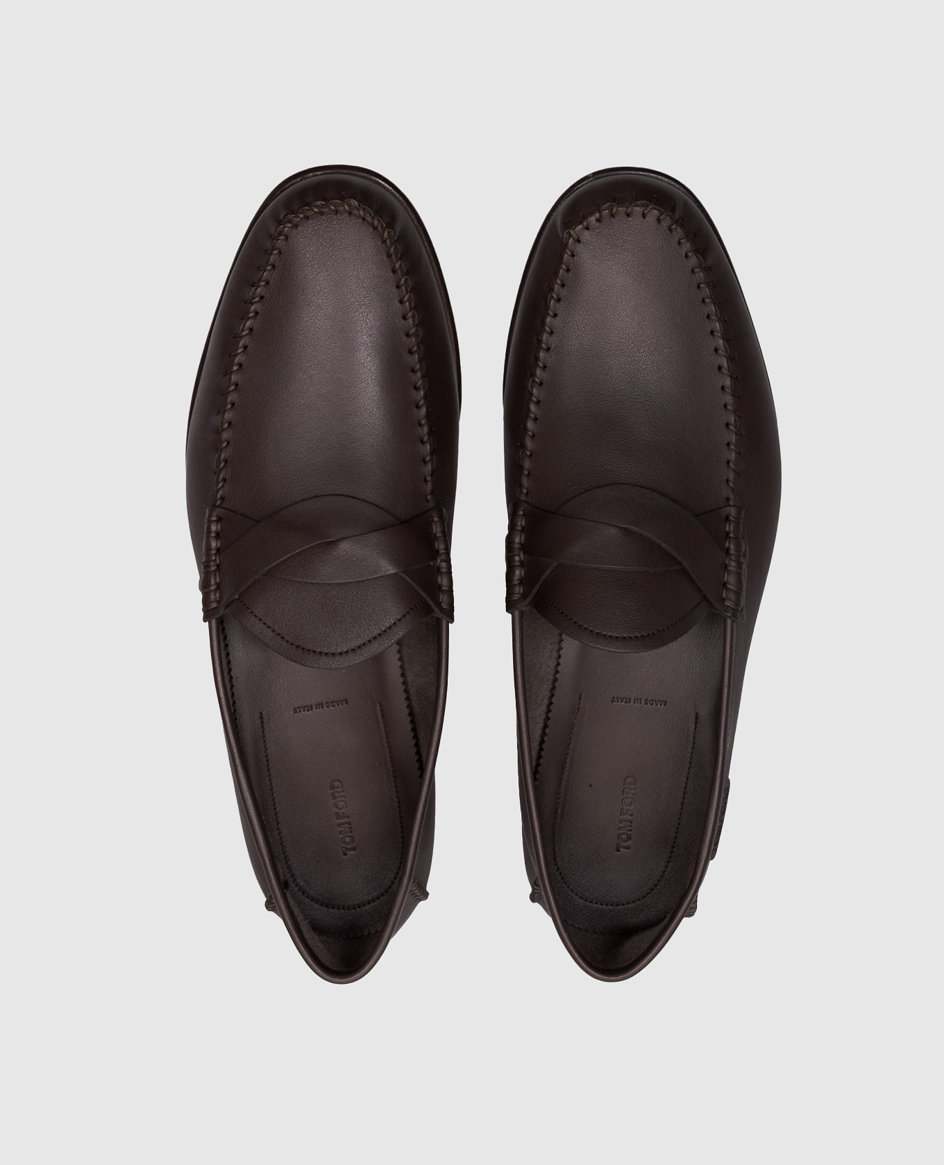 

Brown leather loafers with logo Tom Ford