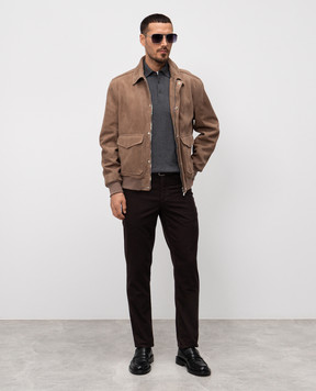 Brunello Cucinelli Brown corduroy pants with logo M279DI1780