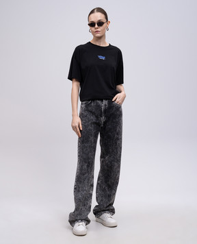 Dondup Black T-shirt with logo print DS034JF0350DIV3