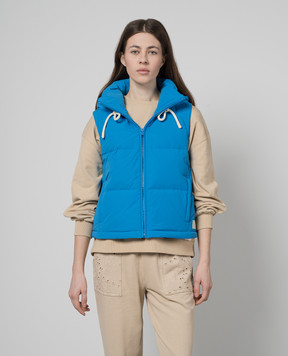 Yves Salomon Army Blue quilted down vest 24EFG01455B01W