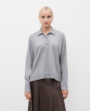 Simonetta Ravizza Jose grey cashmere polo collar jumper F05KN114T102