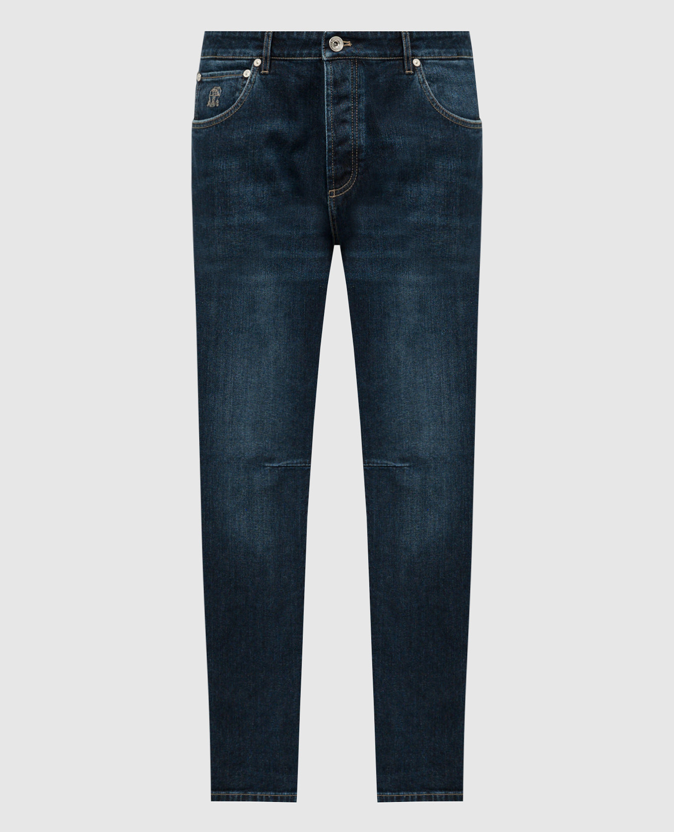 Blue distressed jeans with logo Brunello Cucinelli