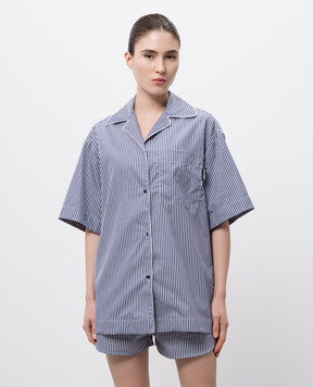Palm Angels Blue striped shirt with logo PWGG005S25FAB001