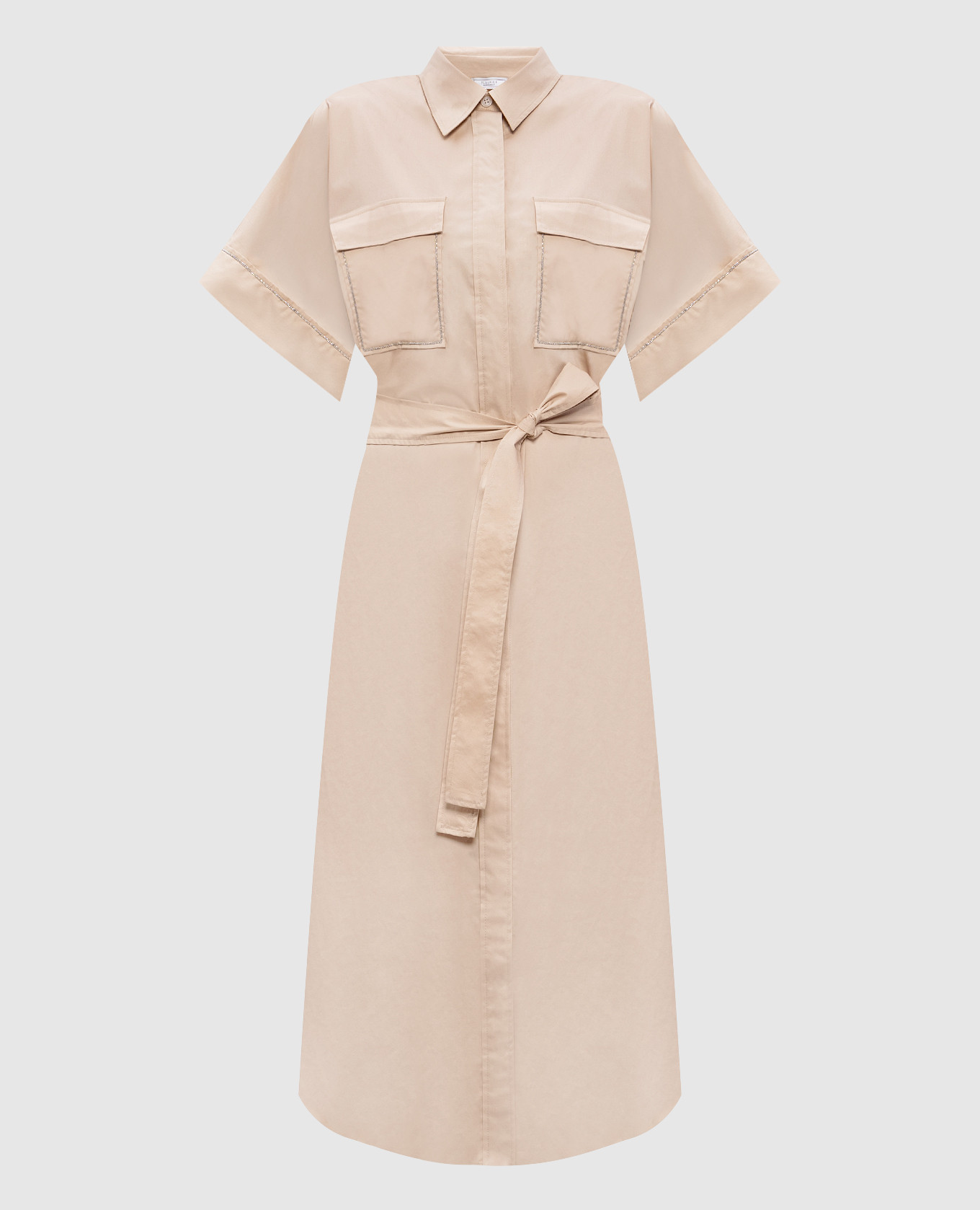 Beige shirt dress with monil chain Peserico