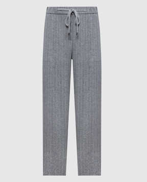 Peserico Gray trousers in a stripe with wool P0477501969