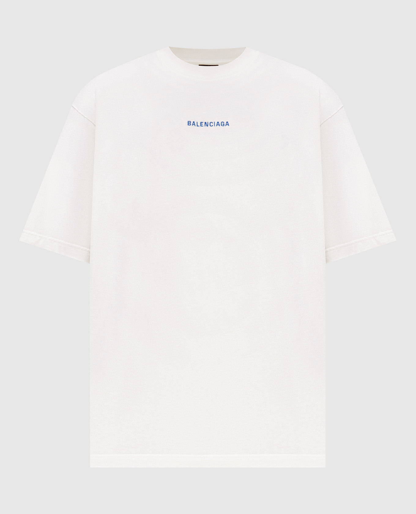 Grey T-shirt with embroidered logo Balenciaga