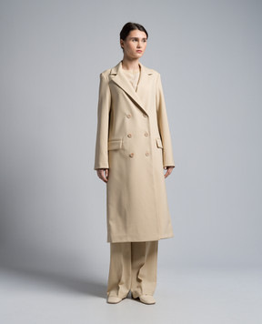JOSEPH Beige double-breasted coat made of wool JP001578