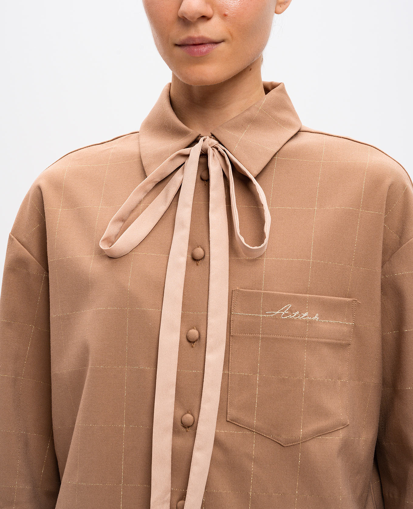 

Beige shirt with lurex check Twinset Actitude