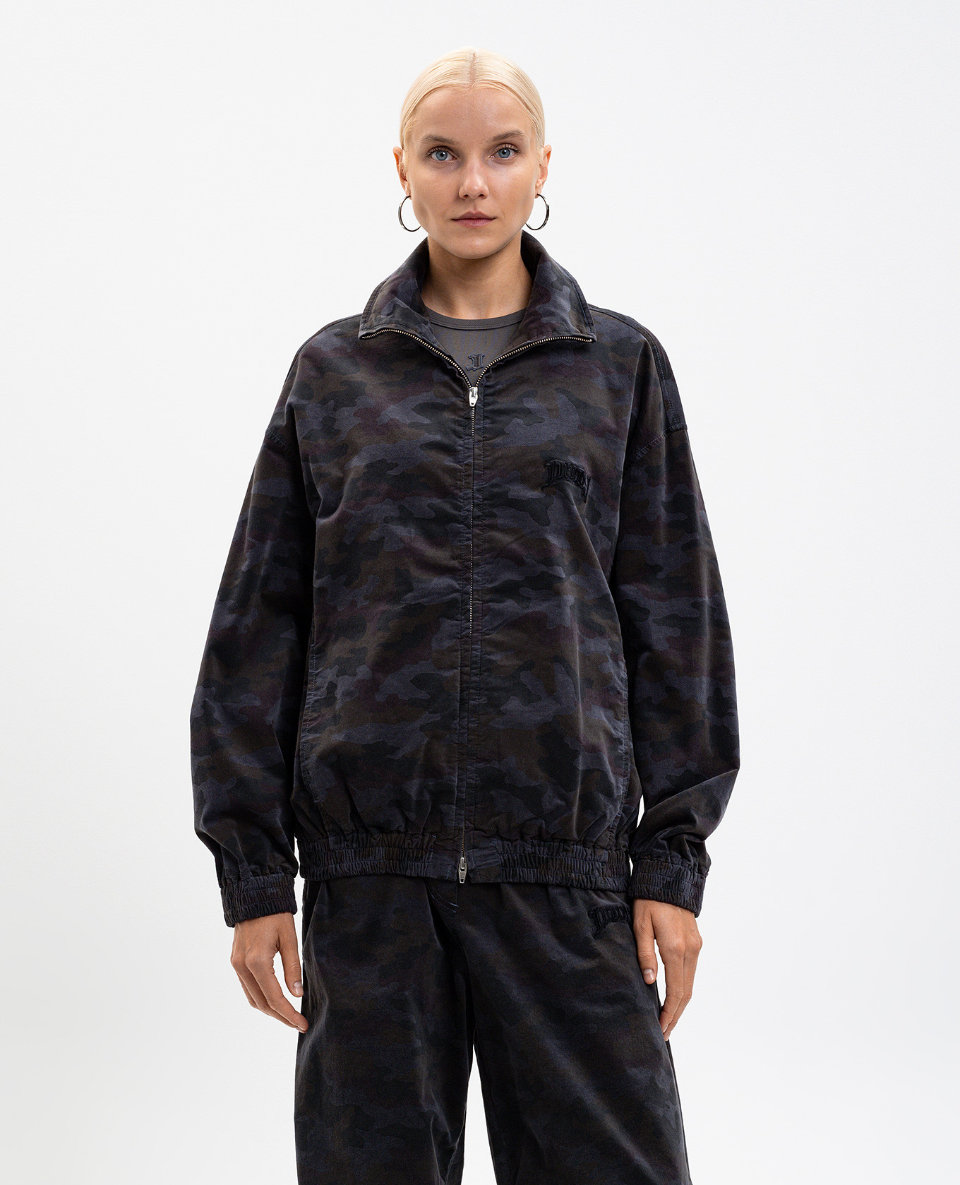Grey velour sports jacket with camouflage print Juun.j 3