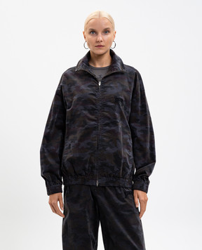 Juun.j Grey velour sports jacket with camouflage print JW5839W02C