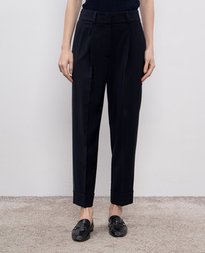 Peserico Blue wool pants with monil chain A04816V02008