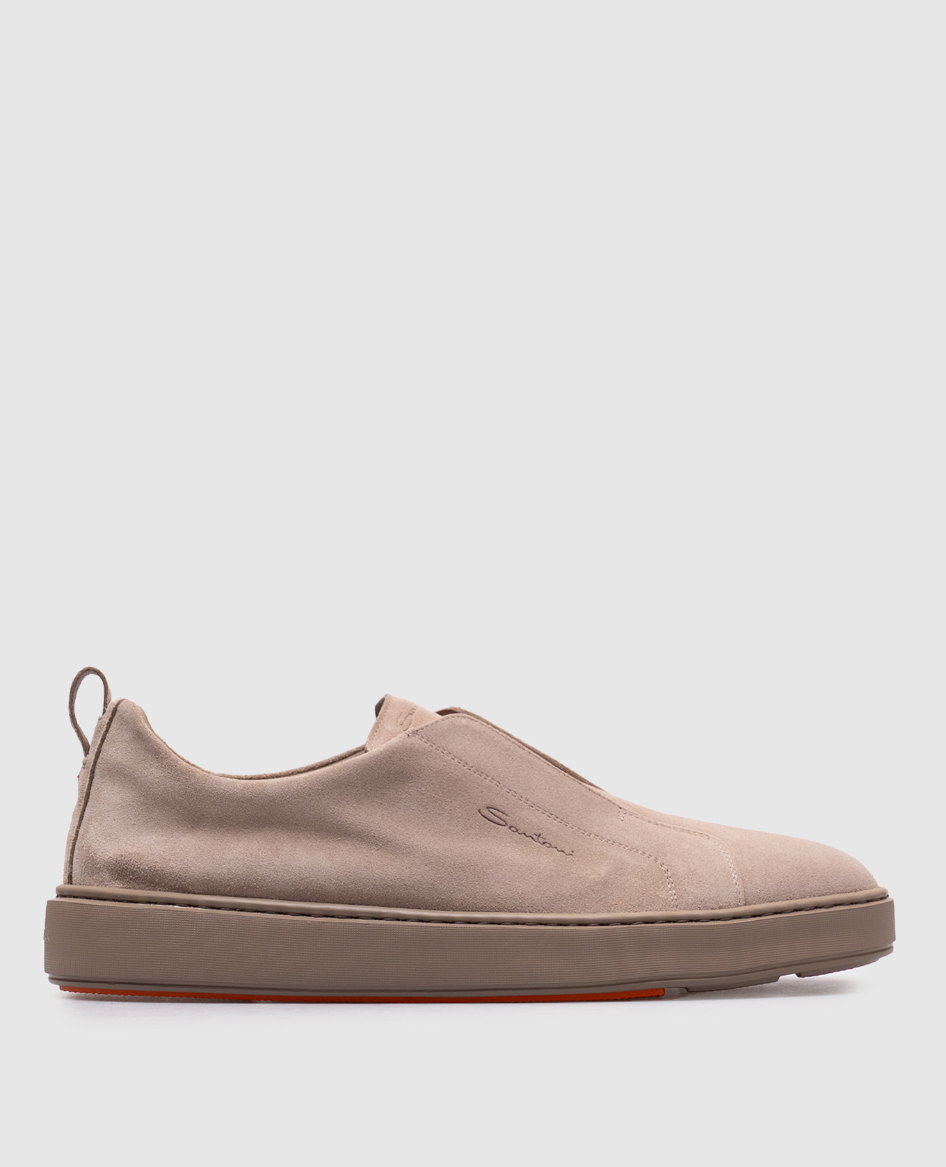 Beige suede slip-ons with logo Santoni