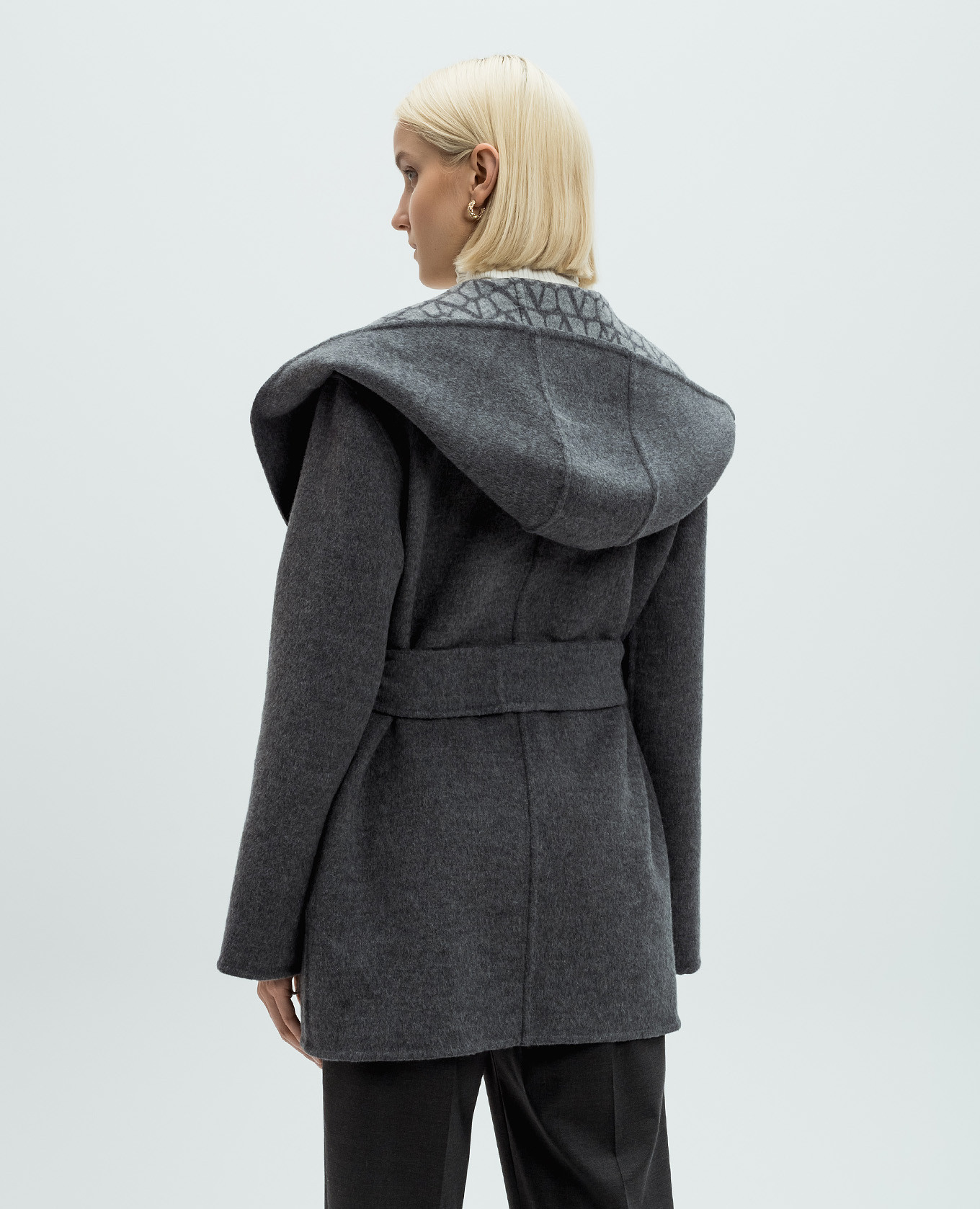 Iconographe patterned gray double-sided wool and cashmere scented coat Valentino 5