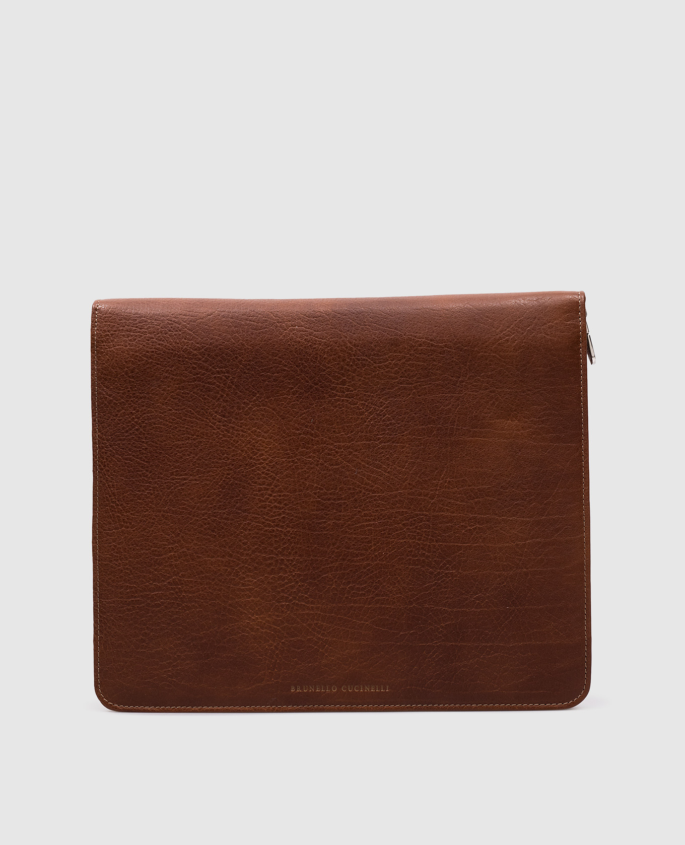

Brown leather document folder with logo Brunello Cucinelli