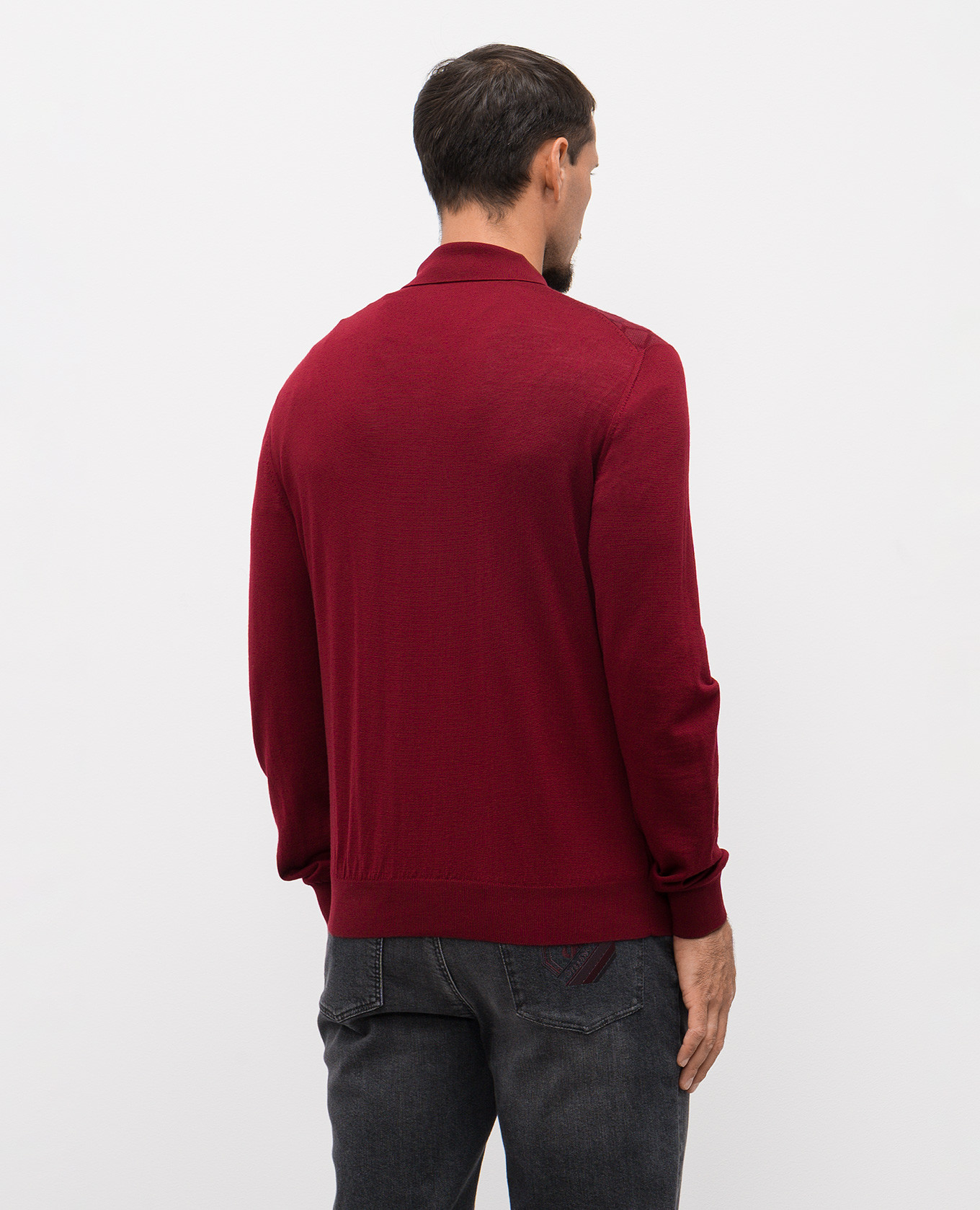 

Burgundy wool, cashmere and silk patterned polo shirt Stefano Ricci