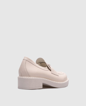 Babe Pay Pls Beige leather loafers with logo 2012012500