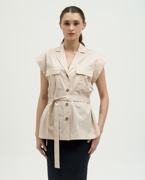 Peserico Beige blouse with a belt S0654301979