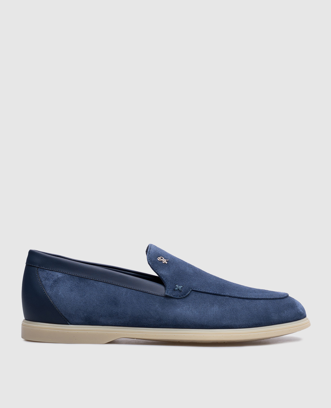 

Blue suede loafers with monogram logo Stefano Ricci