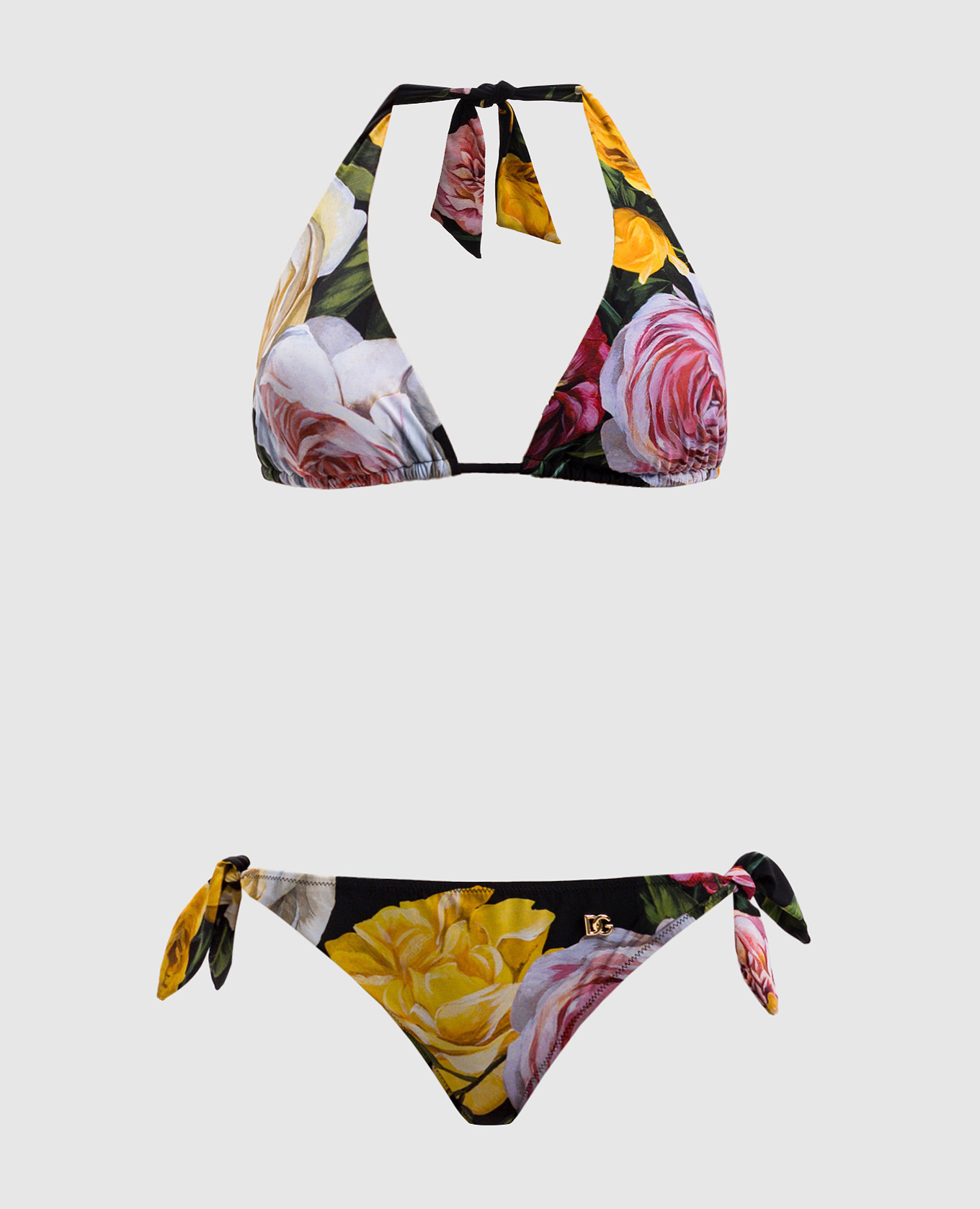 Black swimsuit in a floral print dolce&gabbana