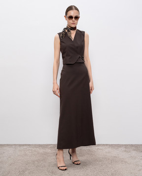 Brunello Cucinelli Brown midi skirt with wool MPW07G3882