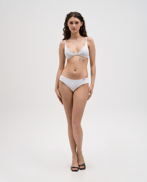 Brunello Cucinelli White swimsuit bodice with monil chain MP910VC189