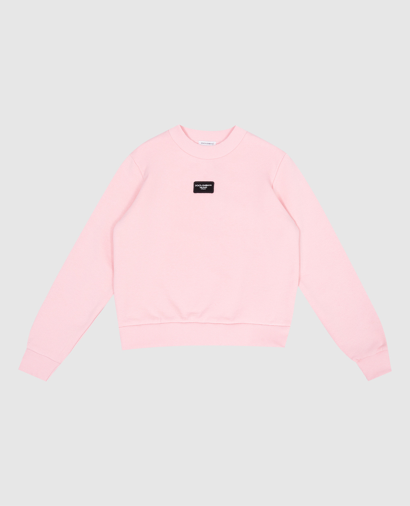 Children's pink sweatshirt with logo patch dolce&gabbana