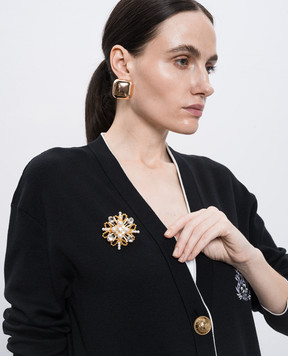 Balmain Brandebourg gold brooch with crystals FN1XM539MPYB