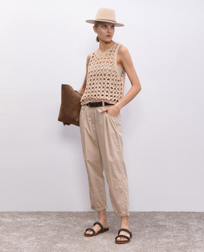Brunello Cucinelli Beige openwork top M3Y371020st
