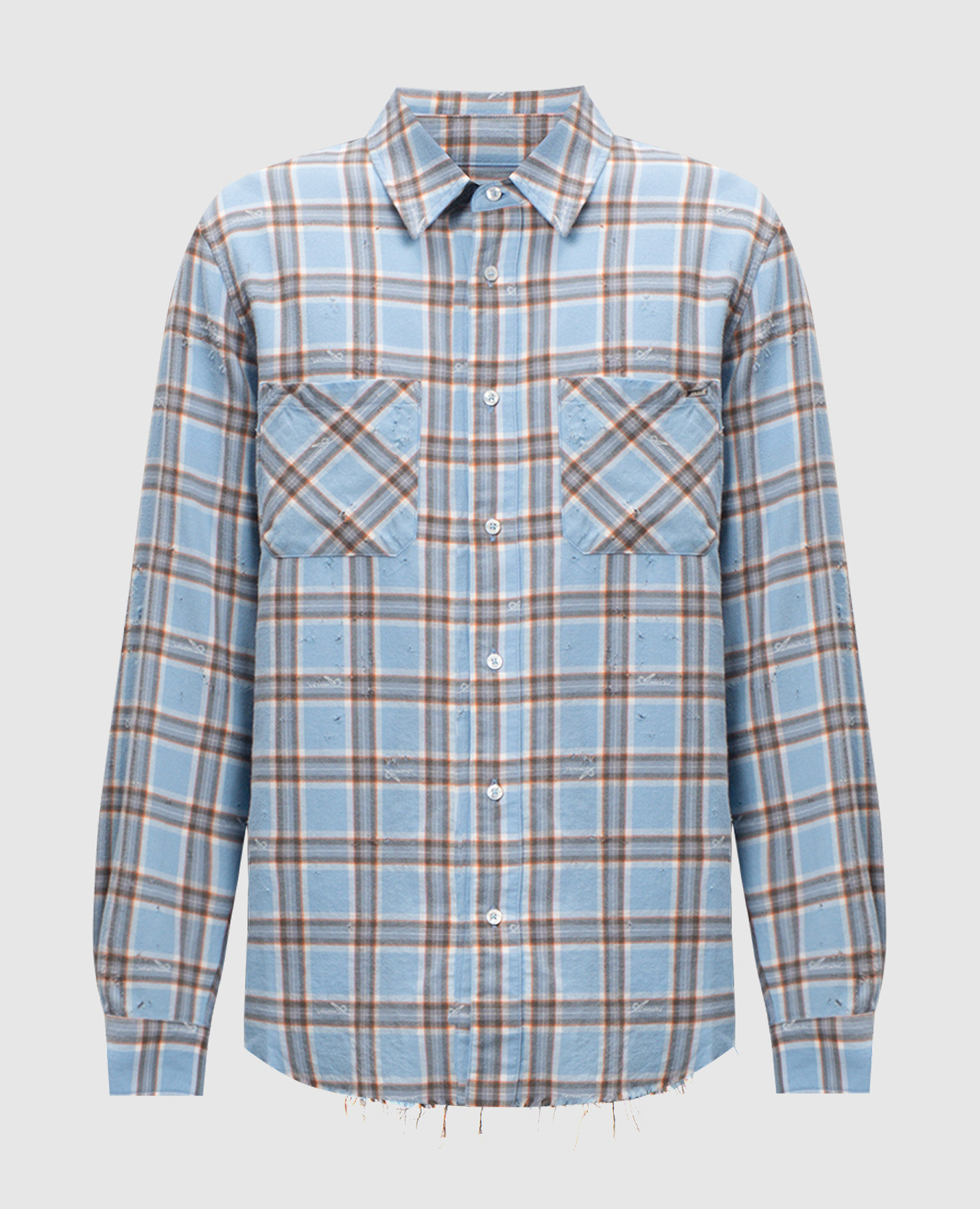 AMIRI Blue check shirt with holes