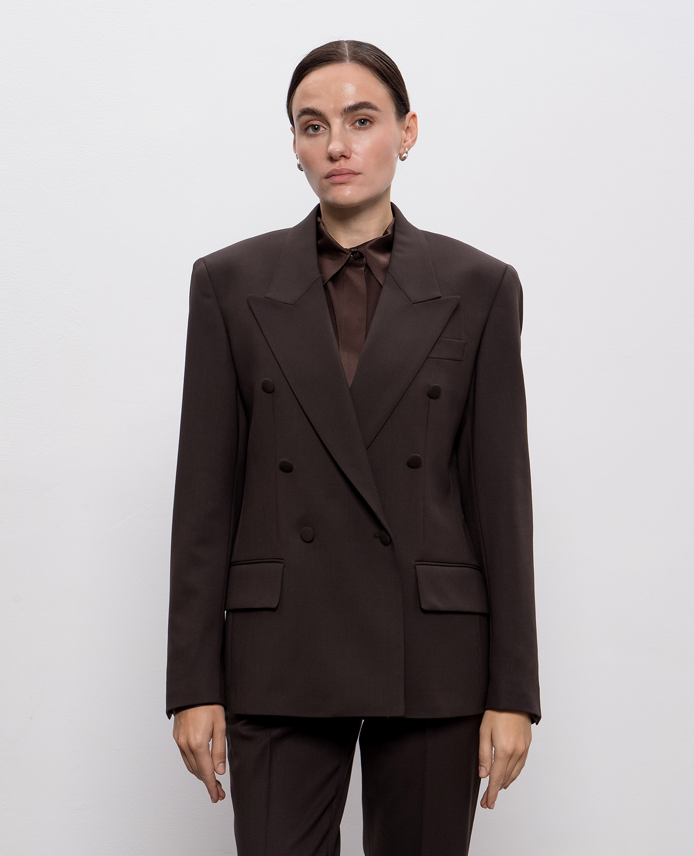 Brown double-breasted wool jacket Jacob Lee 3