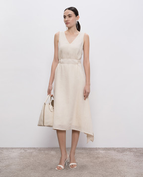 Peserico Beige dress with linen E02485A02600
