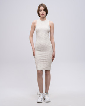 Off-White Beige dress with logo pattern OWDB54TS25JER001