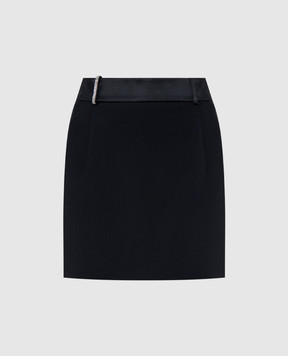 Peserico Black wool skirt with monil chain E05631B5815