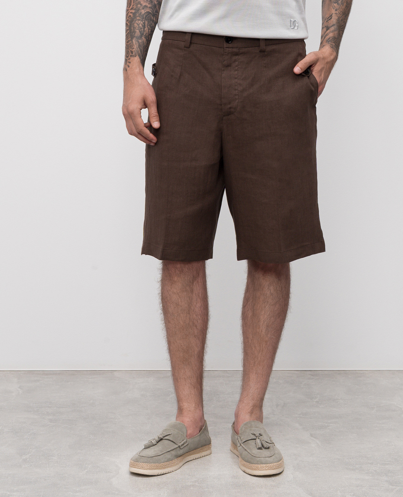 

Brown linen shorts Dolce&Gabbana