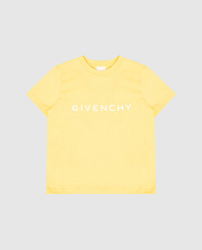Givenchy Children's yellow T-shirt with logo print H3071845