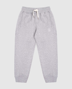 Brunello Cucinelli Children's grey melange joggers with logo print BW863E347B