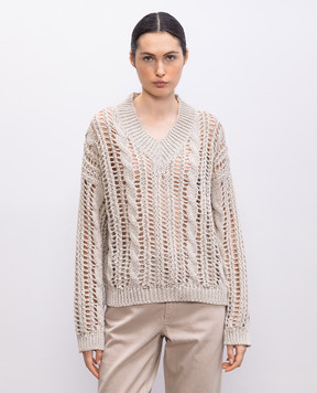Brunello Cucinelli Beige openwork pullover M3Y351812