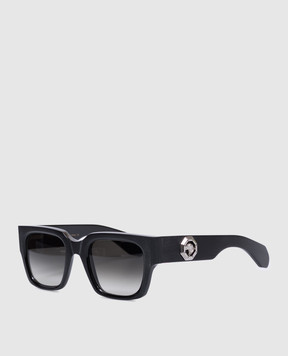 Stefano Ricci Black sunglasses with palladium-plated emblem SG40PHORN