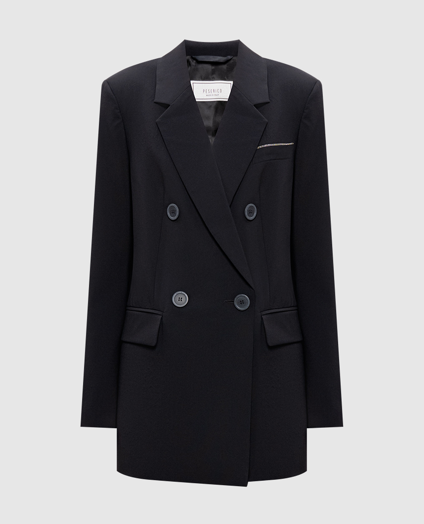 Black double-breasted wool jacket Peserico