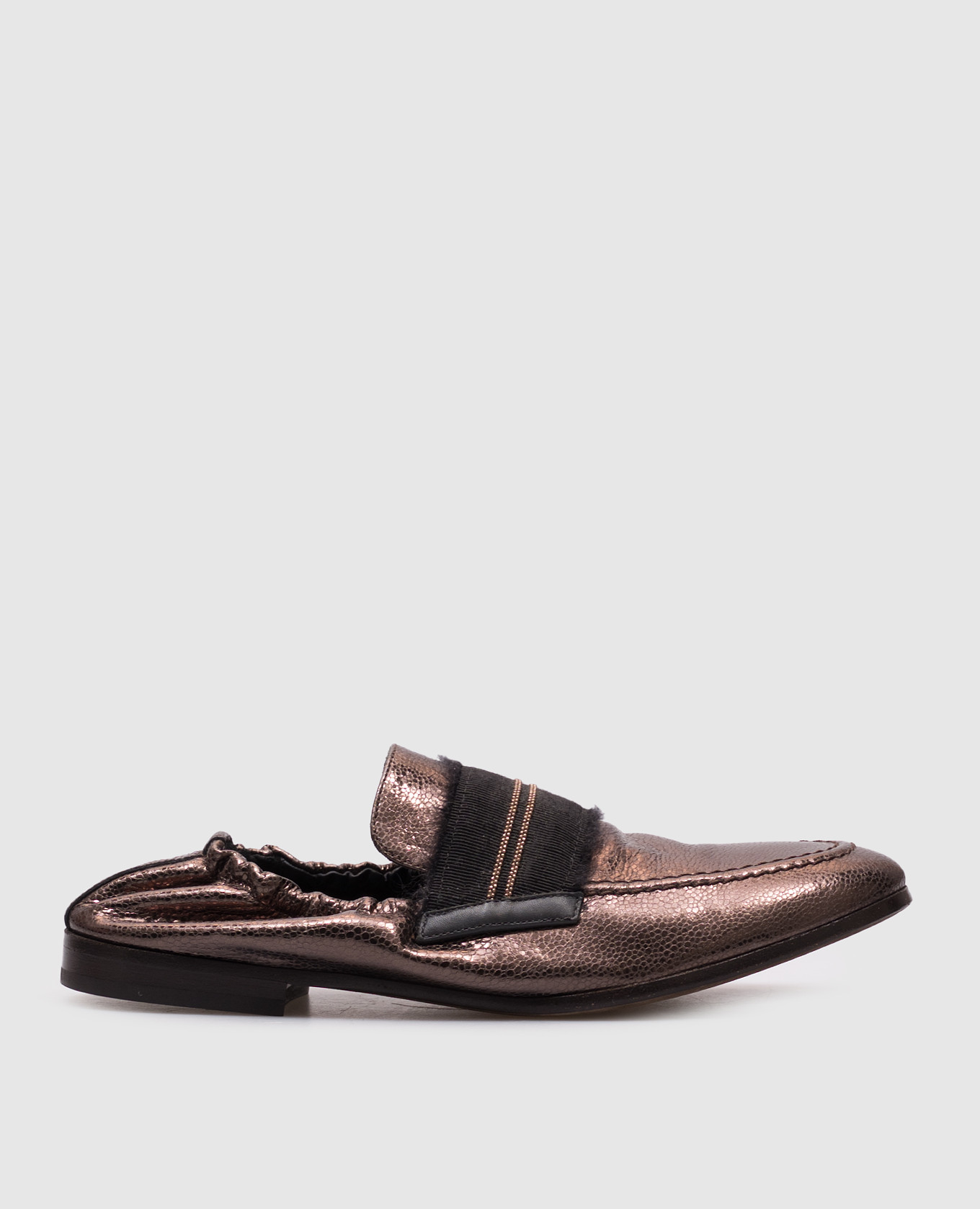 

Brown leather loafers with monil chain Brunello Cucinelli