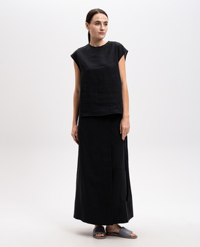 Asceno Dasha black linen top T034F06C01