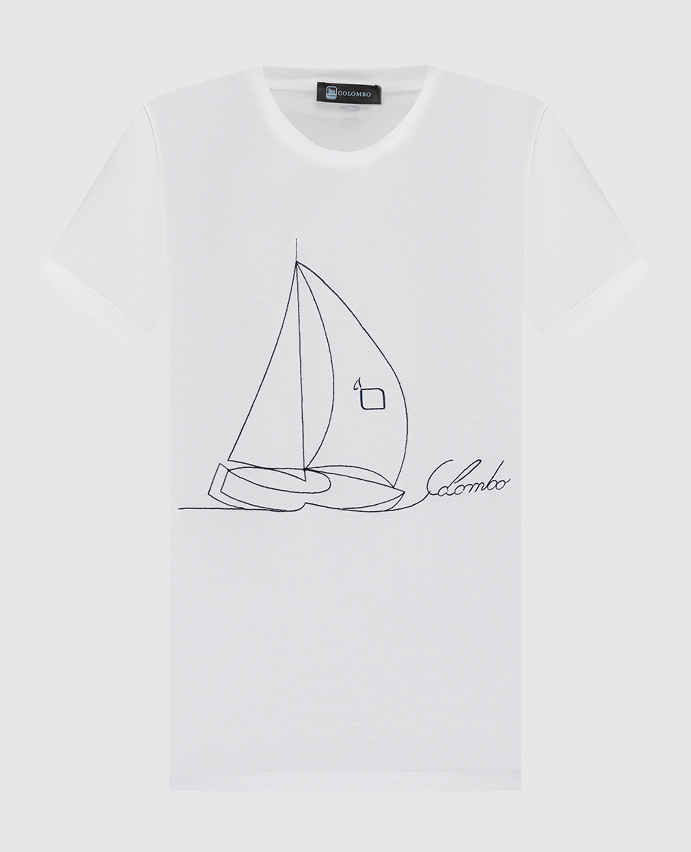 White t-shirt with logo embroidery colombo