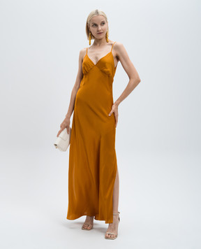 Twinset Orange maxi dress with slits 242TP2139