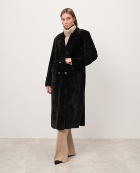 Simonetta Ravizza HARRY black double-breasted sheepskin coat F04CO143H15