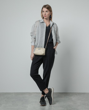 Peserico Blue silk top with monil chain S0869907325