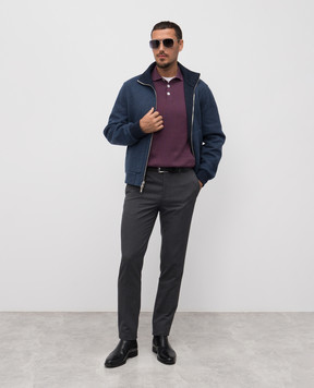 Brunello Cucinelli Purple ribbed polo shirt M29400105